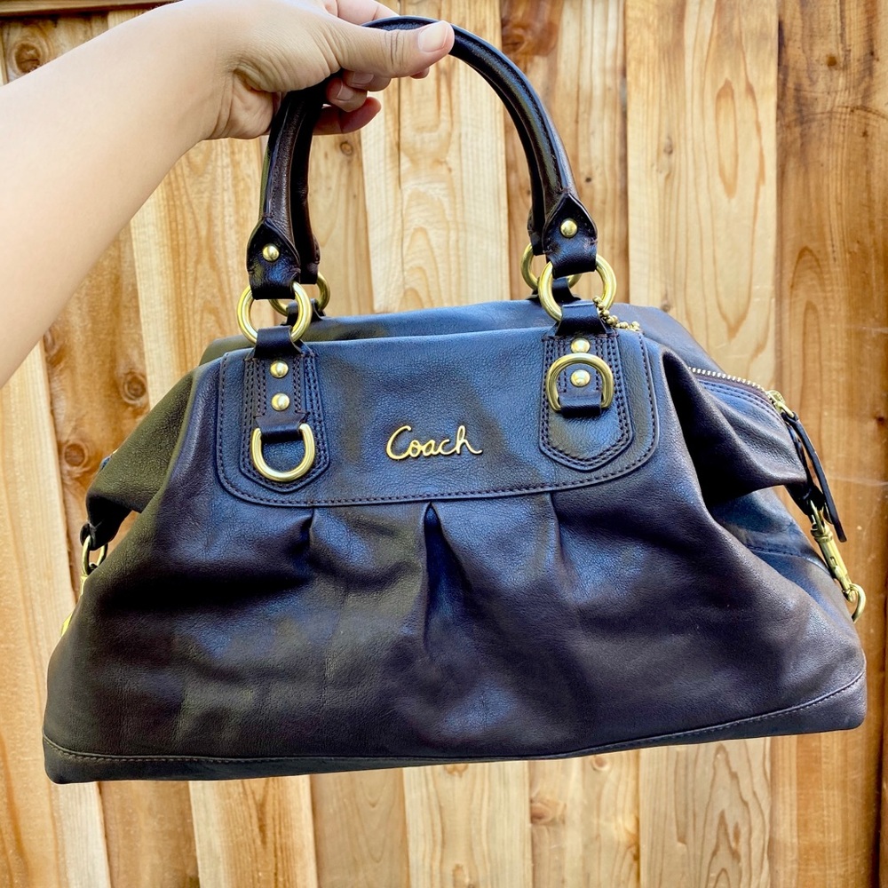 Authentic COACH brown leather mini duffle bag